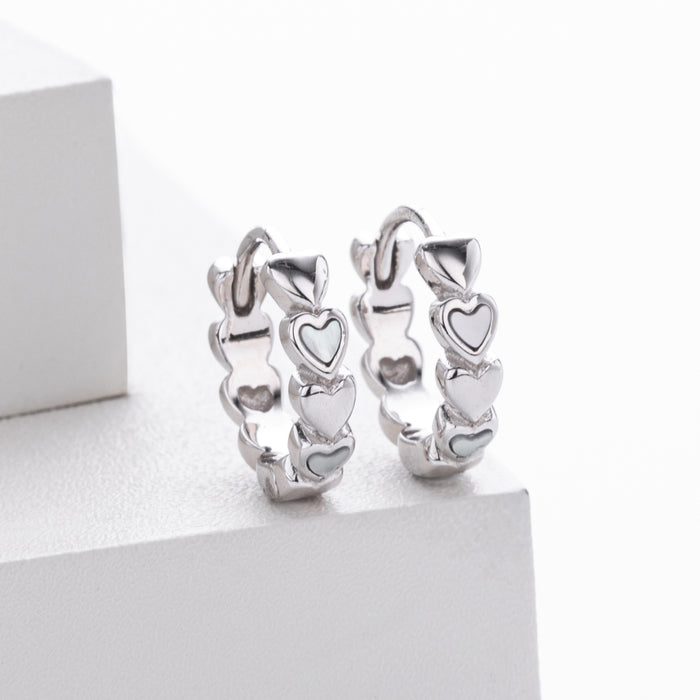 Wholesale Sterling Silver Earrings Zirconium Heart-Shaped Shell Earrings Accessible Jewelry