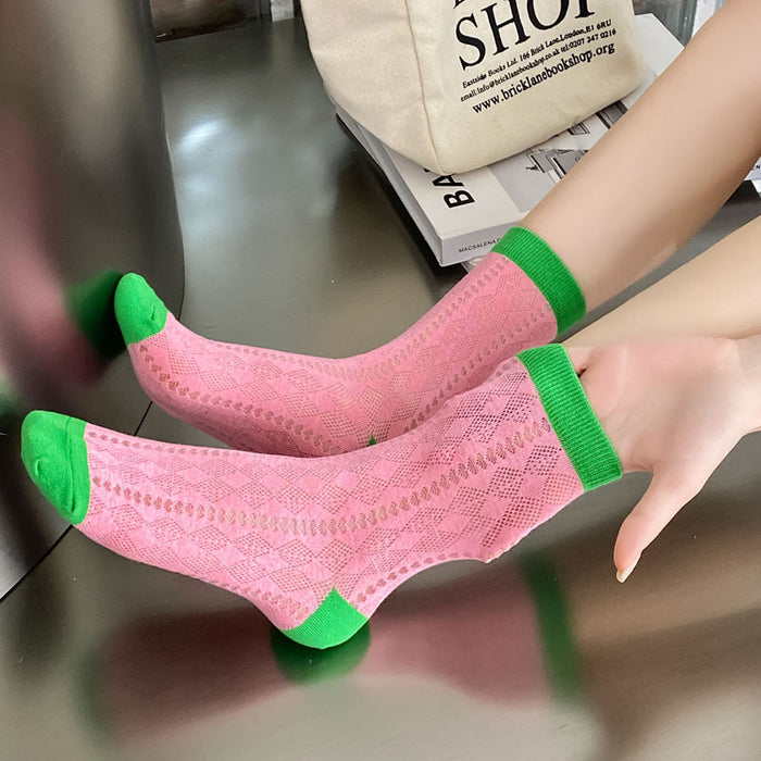Wholesale Socks women's spring and summer new mesh pile socks women's middle tube