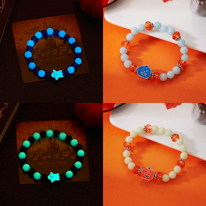 Wholesale  luminous beaded bracelet cute funny ghost pumpkin pendant bracelet