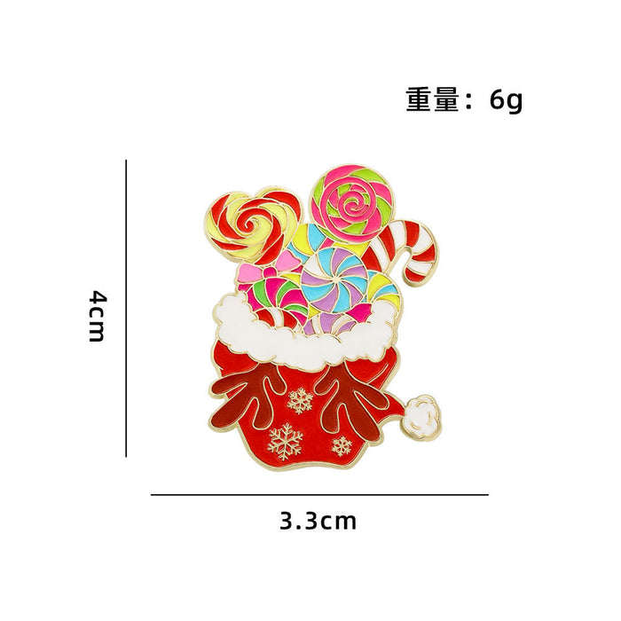 Wholesale Christmas cute badge brooch environmentally friendly zinc alloy imitation enamel drip oil Christmas candy  schoolbag decoration