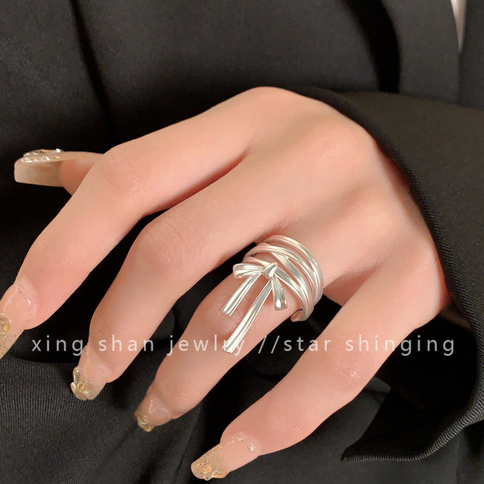 Wholesale Bow Ribbon Open Alloy Ring JDC-RS-WuN006