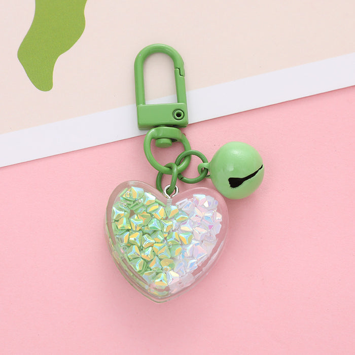 Wholesale Creative Heart Bell Keychain Pendant Peach Heart Accessories