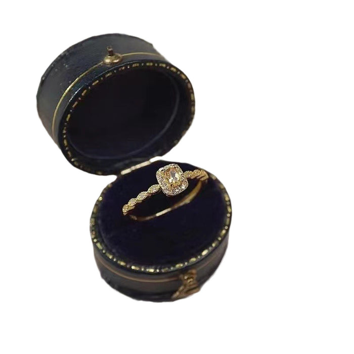 Wholesale Yellow Crystal Zircon Open Light Luxury Ring Natural Stone Crystal Fine Circle