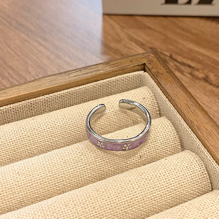 Wholesale Butterfly drop glazed flower ring, niche, high-end, light luxury, personalized, fashionable, exquisite, versatile ring