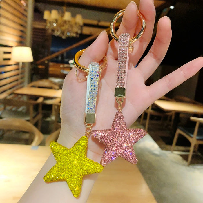 Wholesale Double-sided Diamond Five-pointed Star Keychain