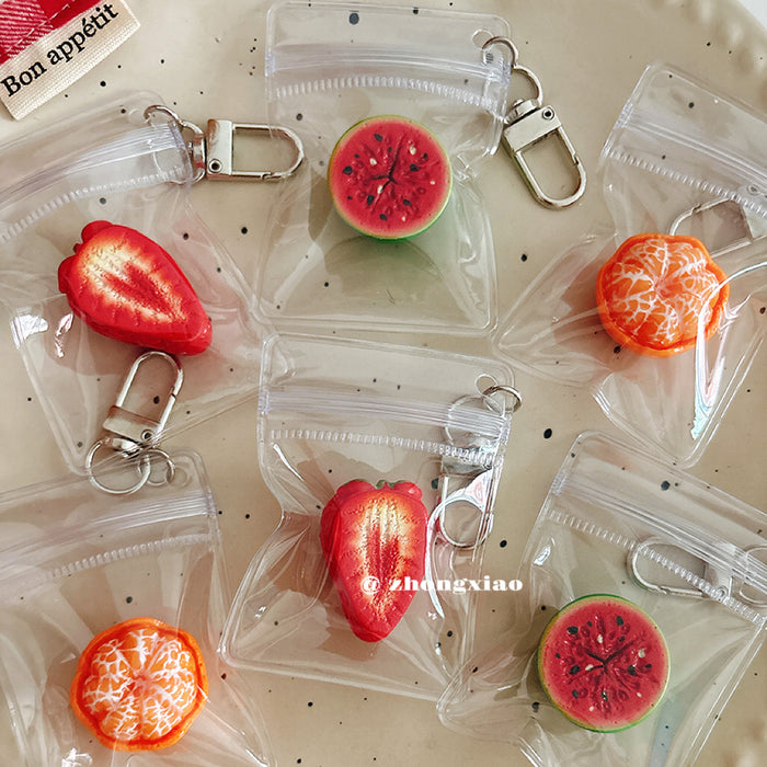 Wholesale Pastoral Resin Half Cut Strawberry Watermelon Orange Keychain Bag Charm Stylish Fashion Accessory