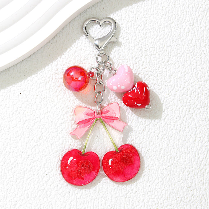 Wholesale Cute Fruit Keychain Alloy Bag Charm Trendy Car Accessory Gift for Girls MOQ≥2