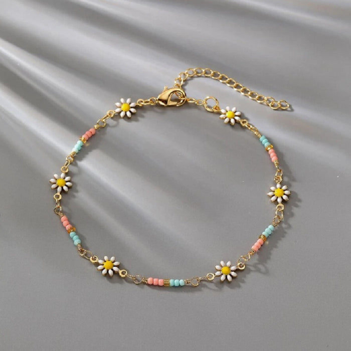Wholesale new foot decoration fashion simple color chrysanthemum anklet flower