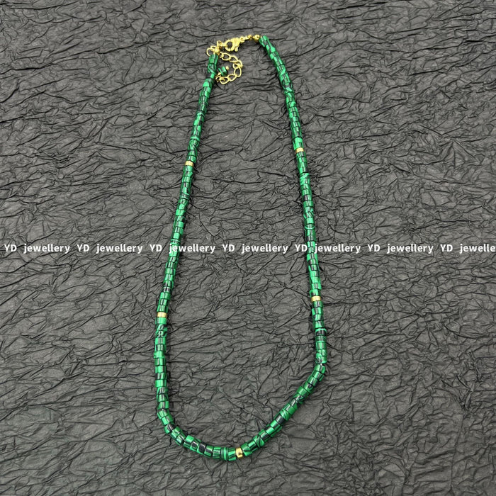 Wholesale Gemstone beaded moonstone patterned green water wave chain star and moon pendant stacked necklace