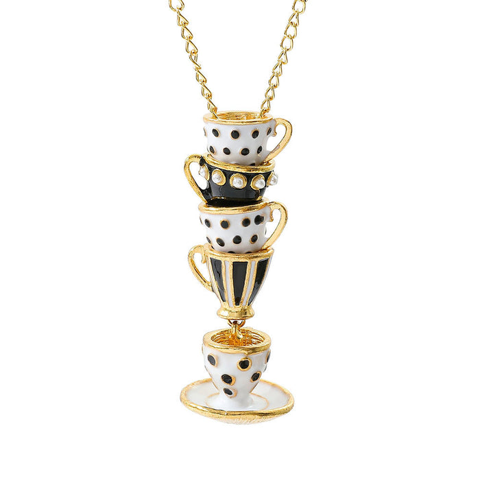 Wholesale Enamel-glazed teacup and wine glass  teapot long necklace sweater chain