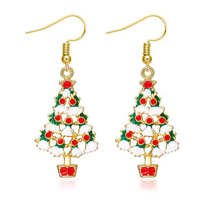 Wholesale Christmas Cartoon Christmas Tree Bell Light Bulb Snowflake Alloy Earrings JDC-ES-ManTi003