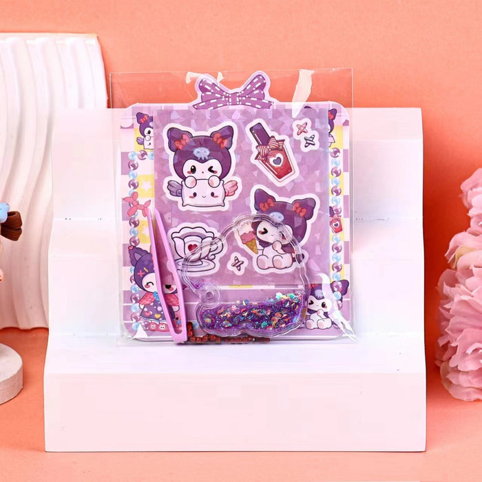 Wholesale 36pcs/box Quicksand notebook stickers for children' s creative handmade materials package Quicksand keychain pendant