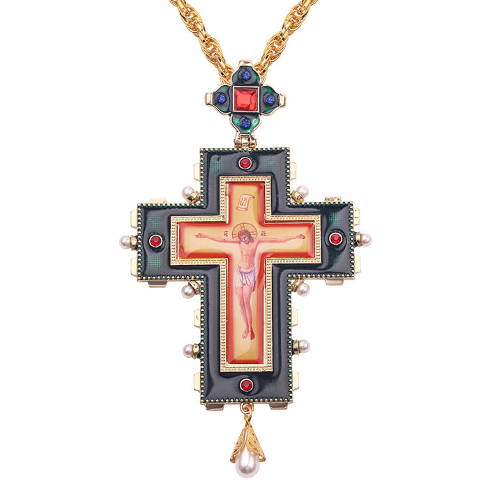 Wholesale Crown Tag Cross Pendant Sweater Necklace JDC-NE-ShaoH013