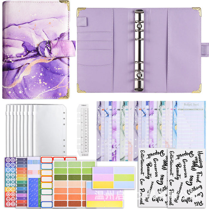 Wholesale Binder Zipper Bag Macaron Notebook Leather Pu Loose-Leaf Cash Budget Notebook