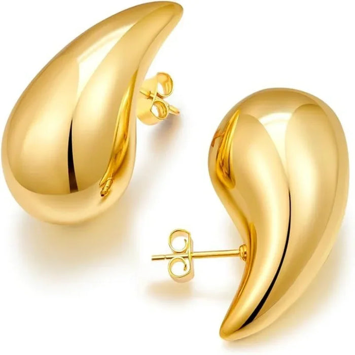 Wholesale Stainless steel hollow water droplet earrings with high-end feel and gold-plated surface for simplicity