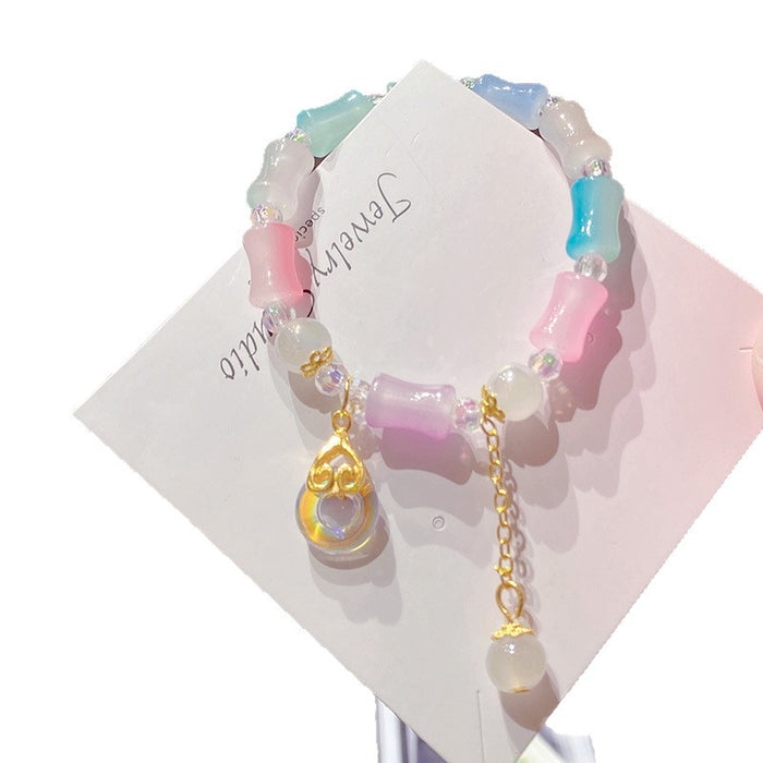 Wholesale Bamboo Joint Design Imitation Jade Peace Buckle Bracelet MOQ≥3
