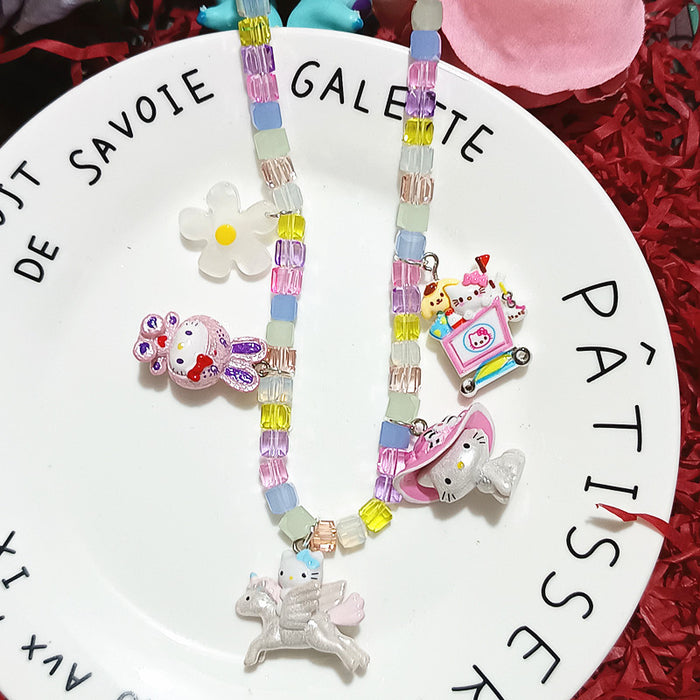 Wholesale Biling Shiny Crystal Necklace Elegant Cat Resin Cartoon Short Necklace Neck Chain for Women