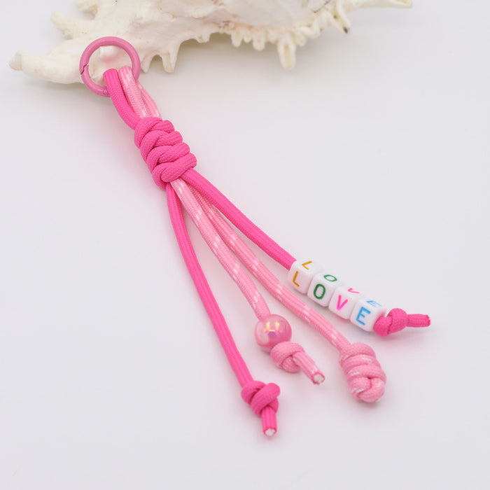 Wholesale New handmade woven colorful rope knotted letter bag pendant DIY keychain car ornament