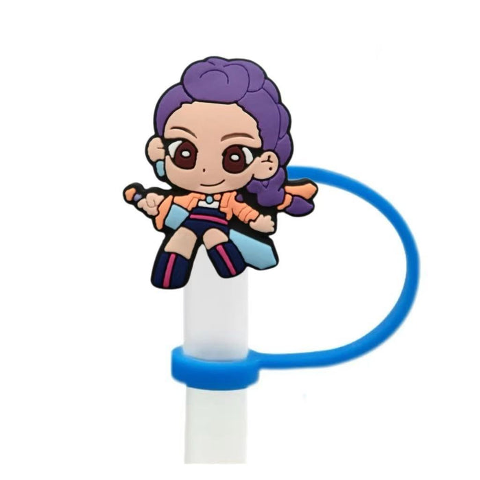 Wholesale 10pcs Kpop Cute Cartoon Silicone Straw Cap Cup Accessories