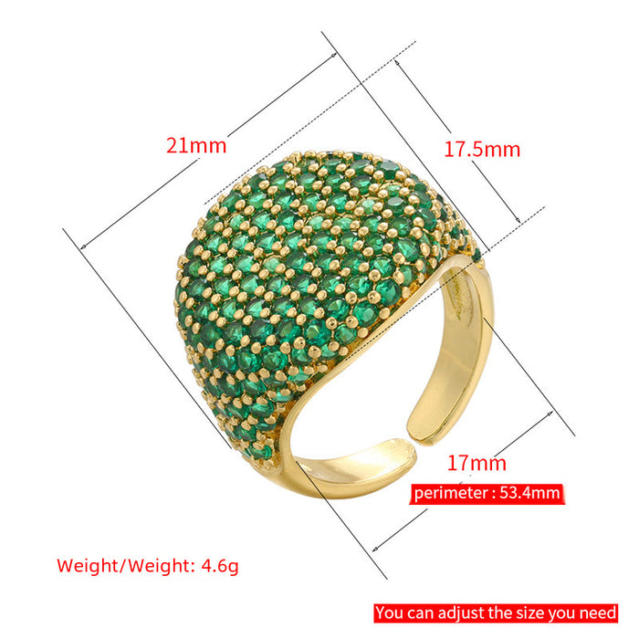 Wholesale Adjustable circular full diamond ring with adjustable opening