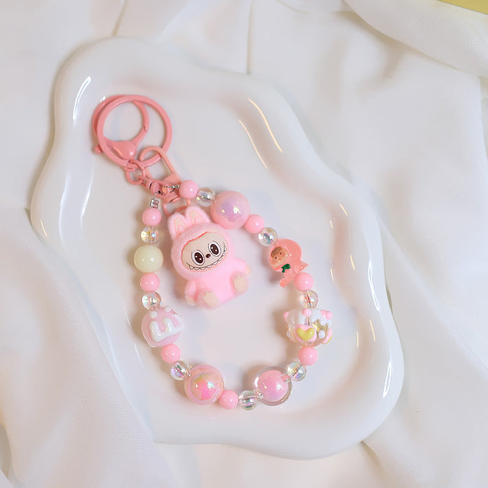 Wholesale Flocked Plush Keychain Cute Blind Bag Student Bag Beaded Chain Pendant
