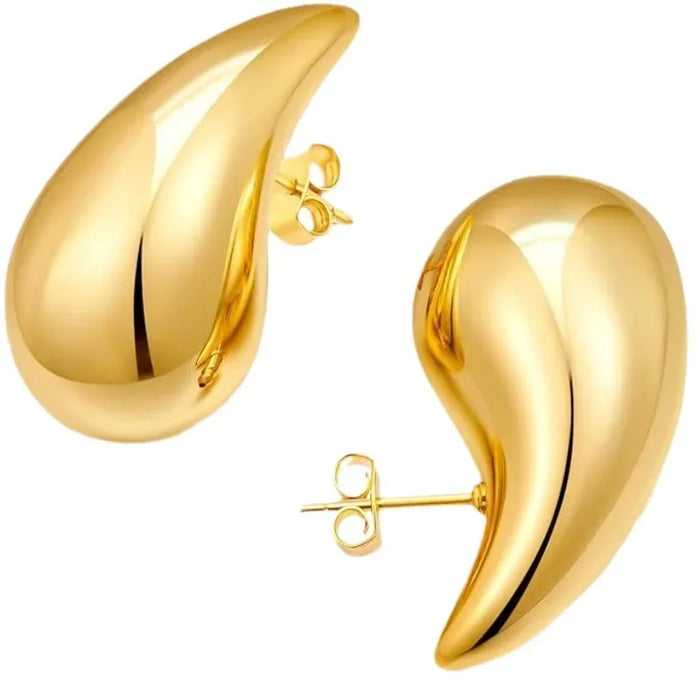 Wholesale Stainless steel hollow water droplet earrings with high-end feel and gold-plated surface for simplicity