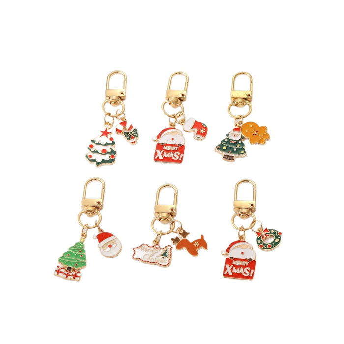 Wholesale Cartoon metal pendant cute  car keychain bag ornament Christmas gift