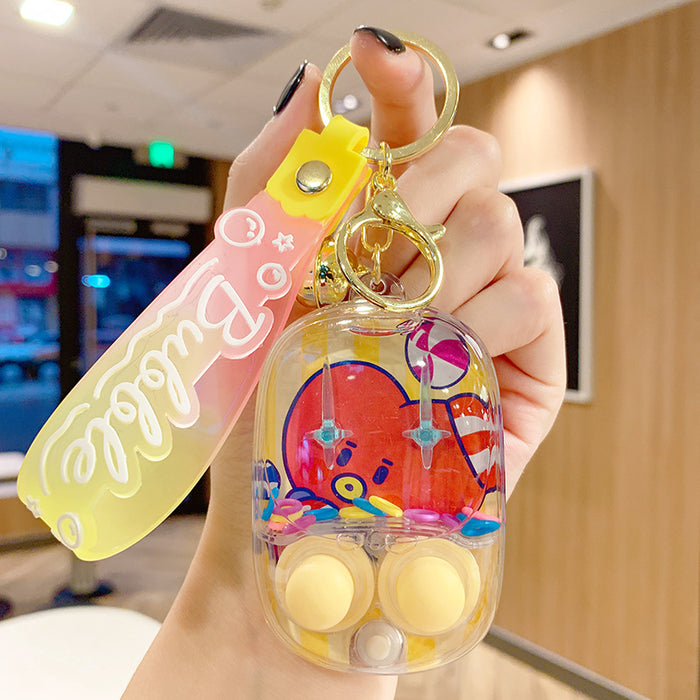Wholesale water ring game machine key chain hanging decoration decompression toy gift keychain small pendant doll