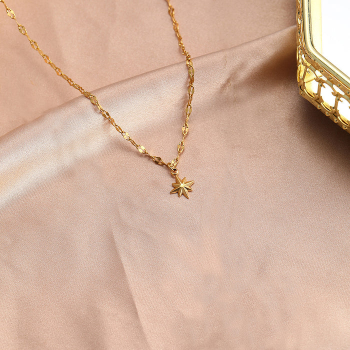 Wholesale Eight-pointed star titanium steel clavicle chain necklace