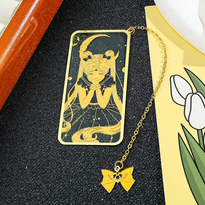 Wholesale Colorful anime pattern hollow metal bookmark
