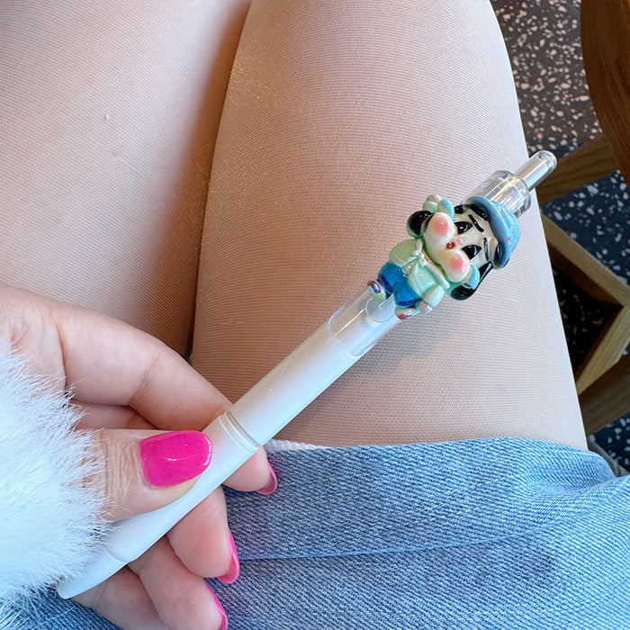 Wholesale New Children' s Gel Pen Cute  Head High Color Value Pendant Pen Student Writing Press Pen