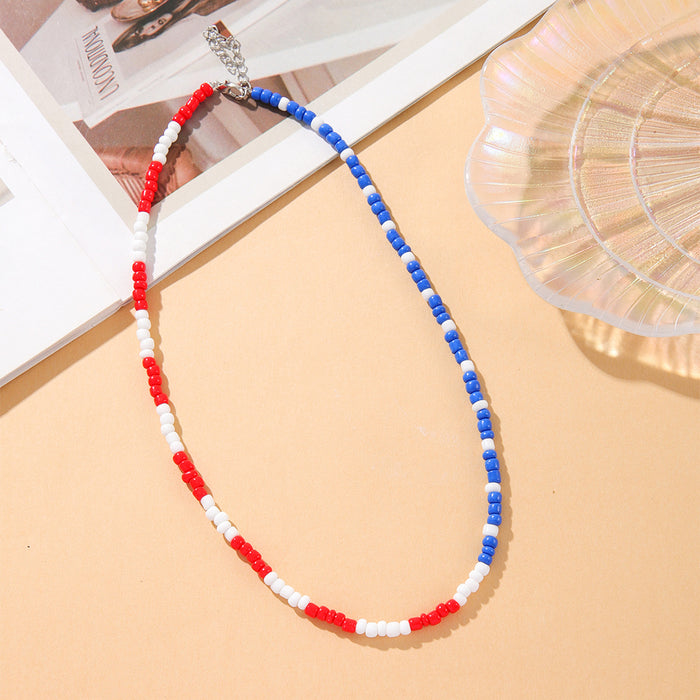 Wholesale Yellow Blue White American Independent Acrylic Beaded Necklace JDC-NE-ShiY013