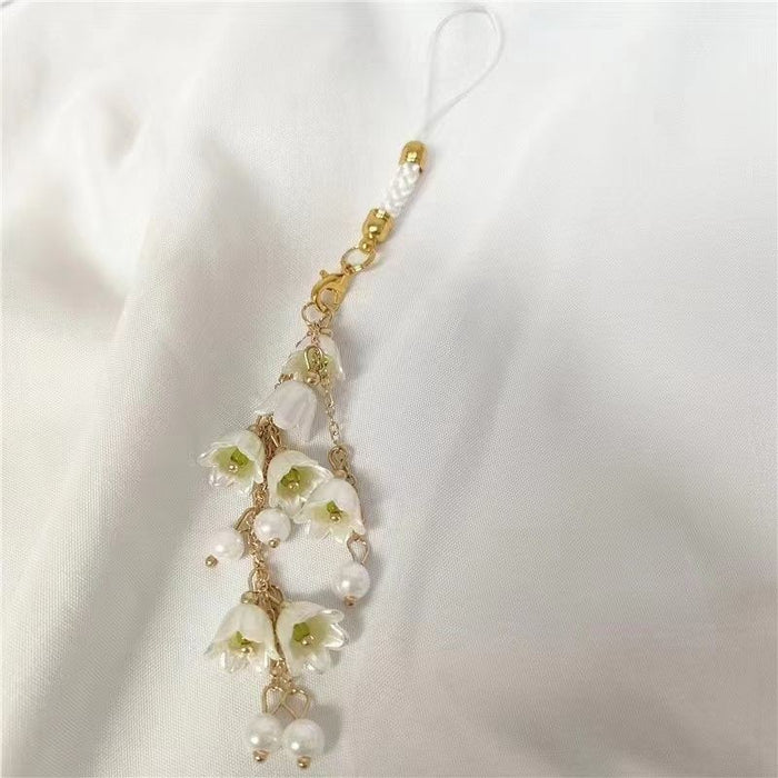 Wholesale lily orchid mobile phone chain flower mobile phone rope