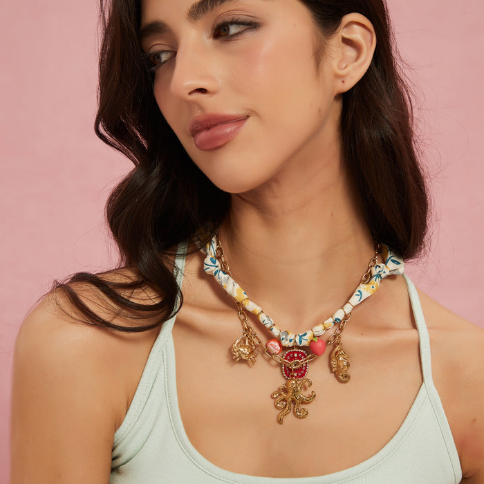 Wholesale New fashionable and personalized stainless steel necklace paired with ocean style pendant color preservation wholesale