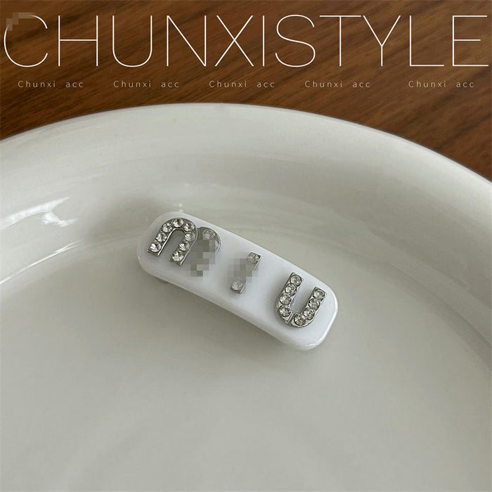 Wholesale diamond letter Pearl hairpin female side small clip headdress hairpin bangs clip