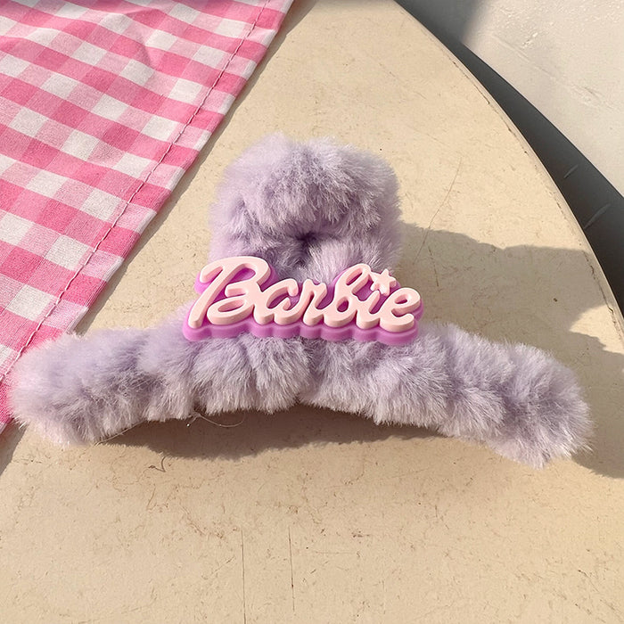 Wholesale Dopamine inducing plush hair claw clip with a cute pink bow