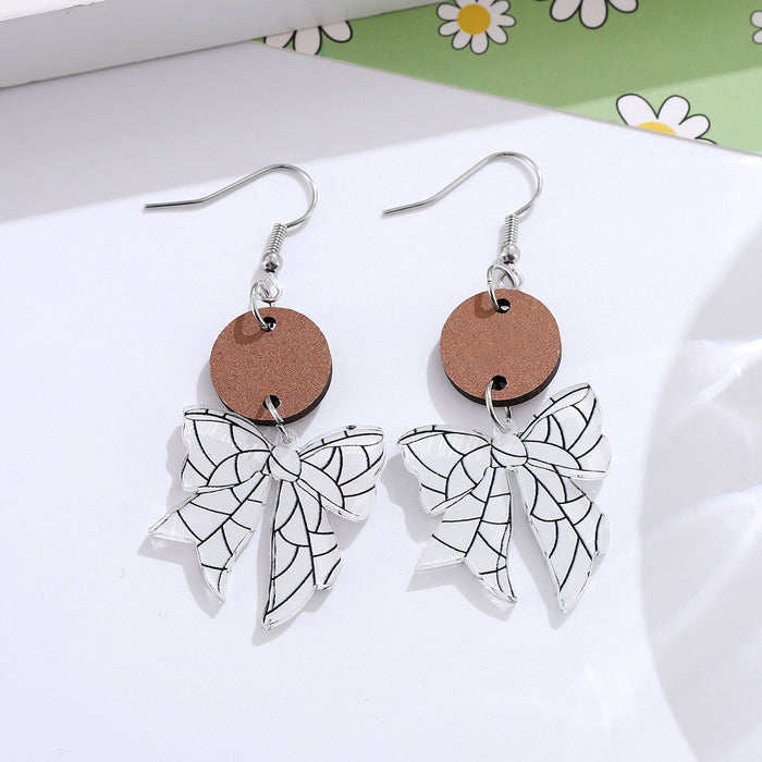 Wholesale New Ball Bow Disc Splicing Pendant Earrings, Acrylic Earrings for Watching Competitions, Gift