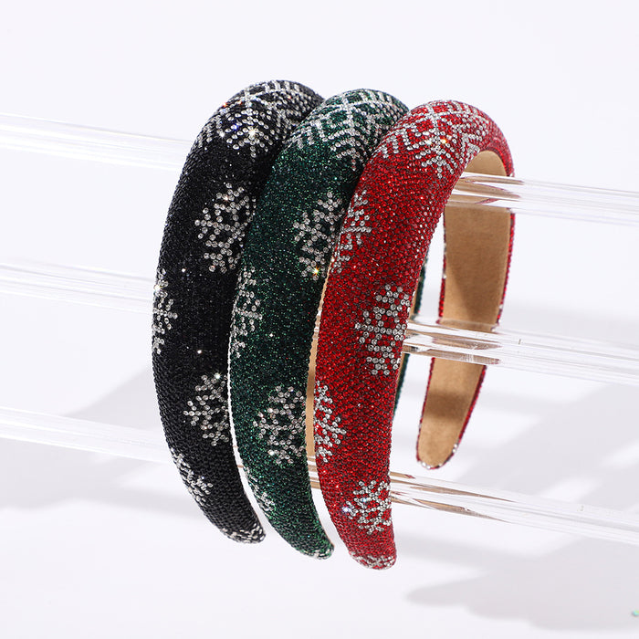Wholesale Christmas snowflake headband sponge wide edge full diamond headband all-match high-end headband hair accessories