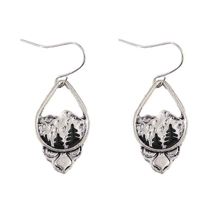 Wholesale Vintage alloy distressed earrings forest-inspired earrings
