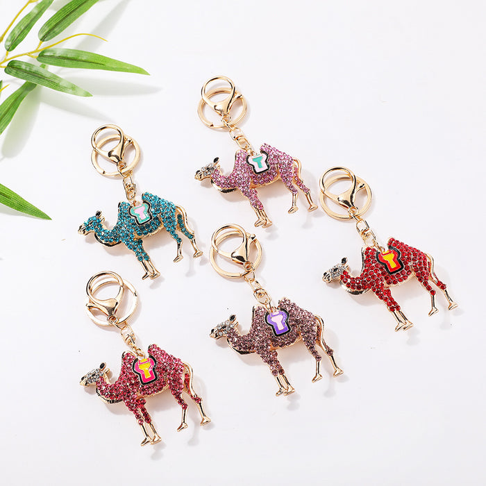 Wholesale diamond camel car key chain animal car key chain metal pendant