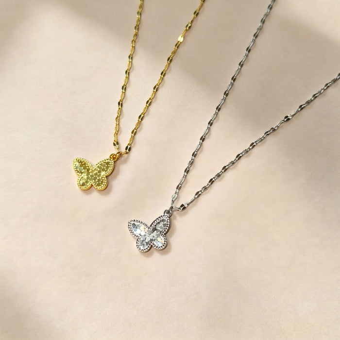 Wholesale Gold Tone Copper Butterfly Pendant Necklace Chic Layering Jewelry Accessory