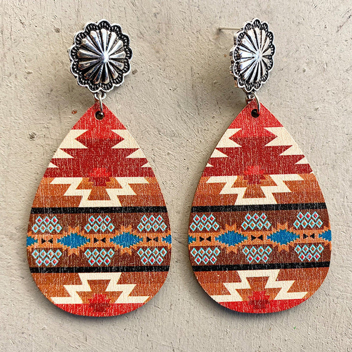 Wholesale 2pairs/pack Aztec Wood Wooden Earrings JDC-ES-HeYi069