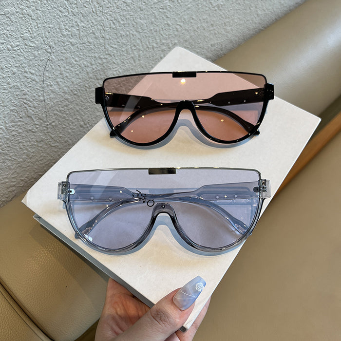 Wholesale Fashionable large frame integrated lens sunglasses, sunglasses trend