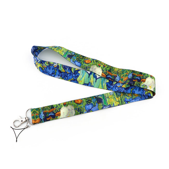 Wholesale Painting series double-sided printed polyester anti-loss neck strap phone lanyard and keychain