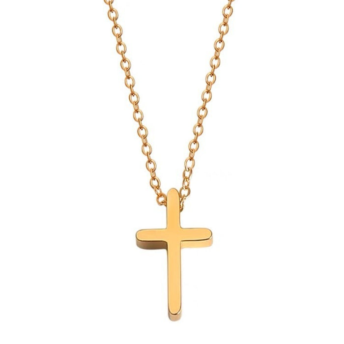 Wholesale Cross necklace popular 18K gold pendant clavicle chain necklace titanium steel