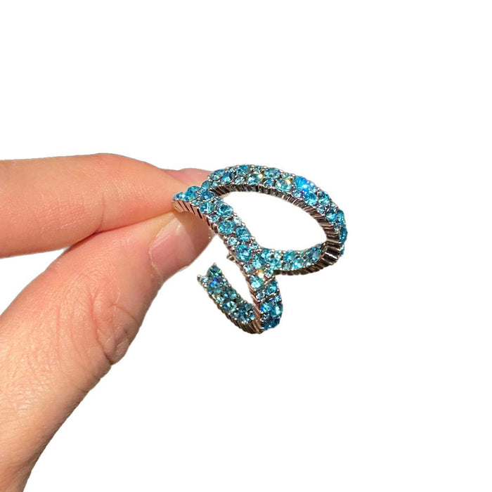 Wholesale Blue diamond circle earrings