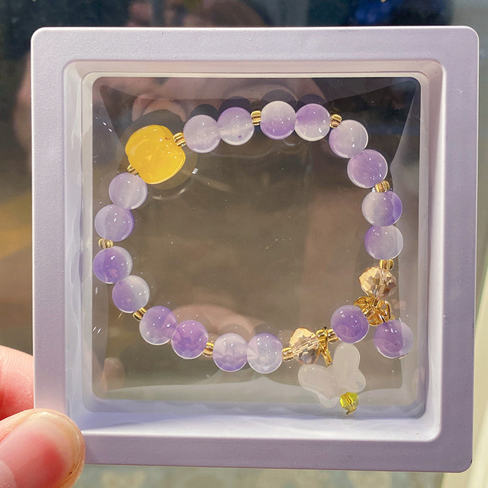Wholesale Butterfly Bow Glass Bead Bracelet for Kids Trendy Jewelry Accessory MOQ≥3