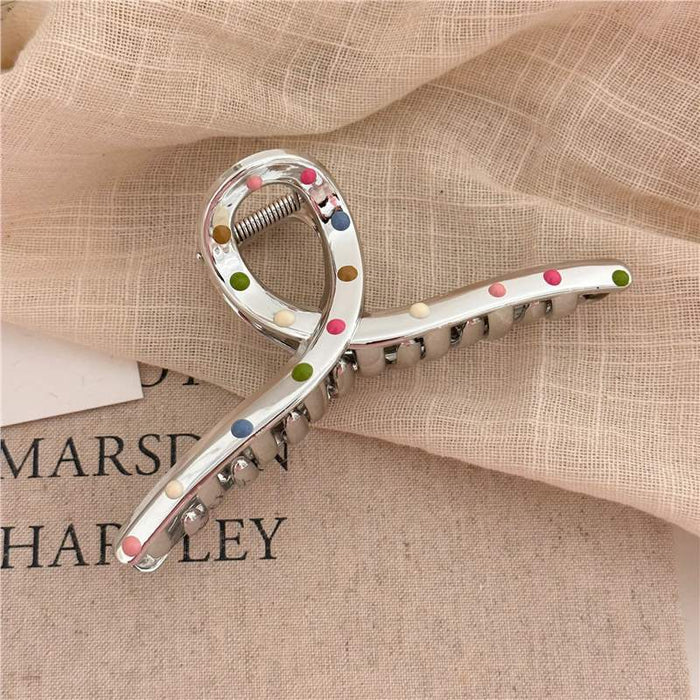 Wholesale Sweet Color Wave Dot silver Geometric Hair Clips