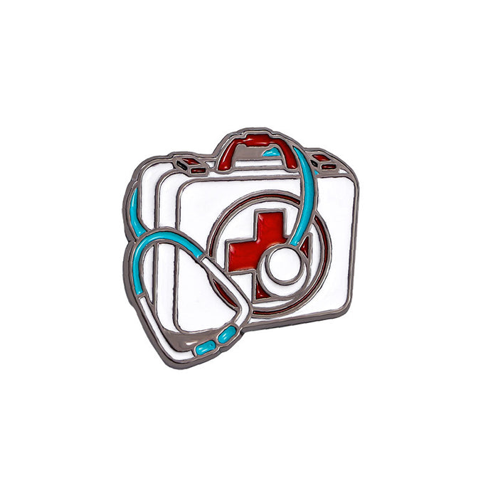 Wholesale Medical Series Metal Cartoon Brooch Stethoscope Electrocardiogram Ambulance Medical Badge