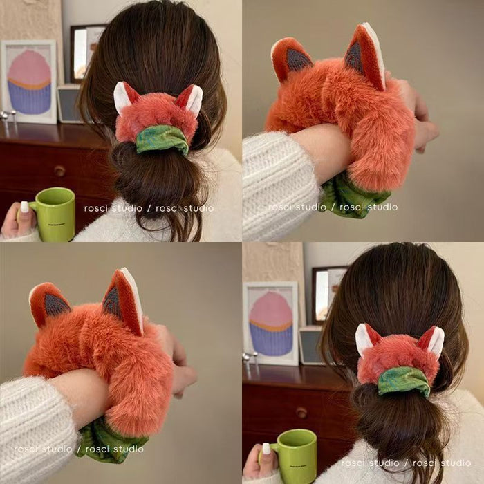 Wholesale Cute cartoon plush ears wide hair scrunchies
